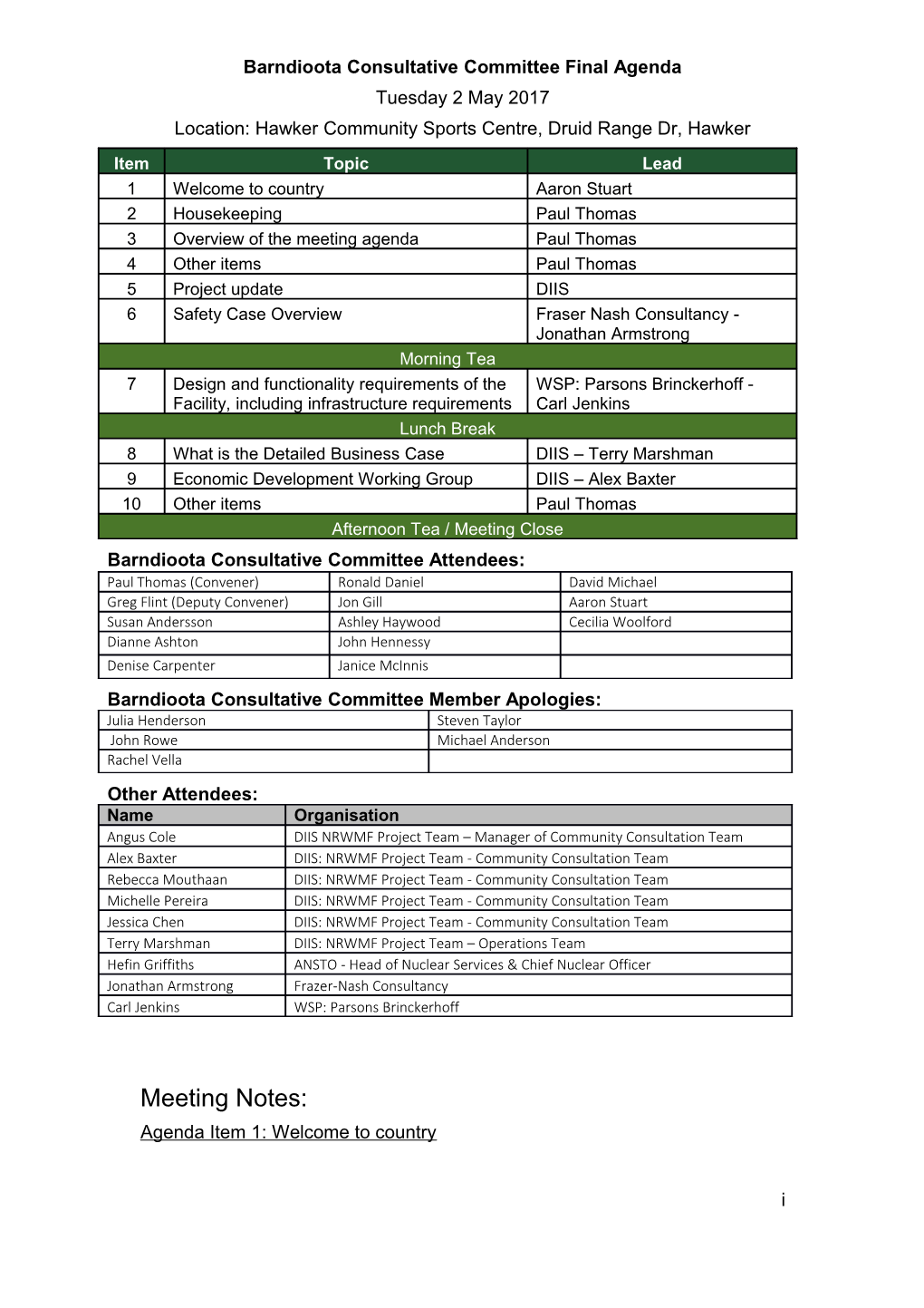 Barndioota Consultative Committee Final Agenda