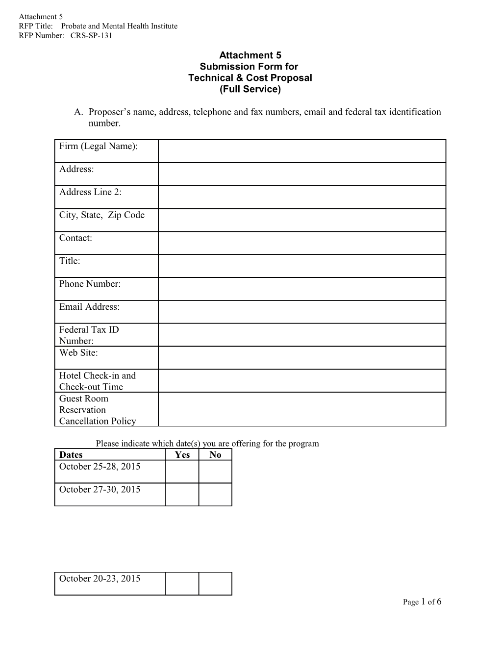 RFP Title: Probate and Mental Health Institute