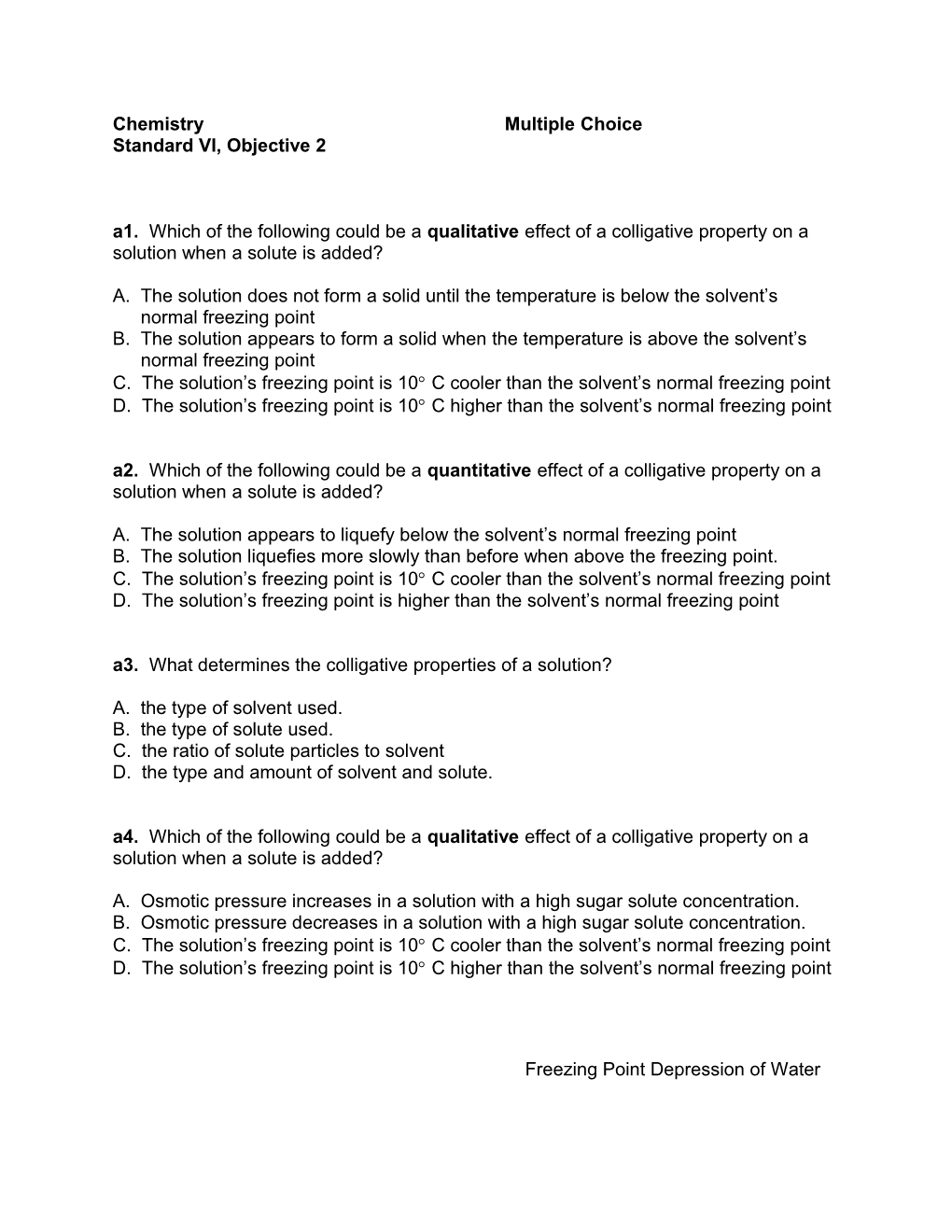 Chemistrymultiple Choice