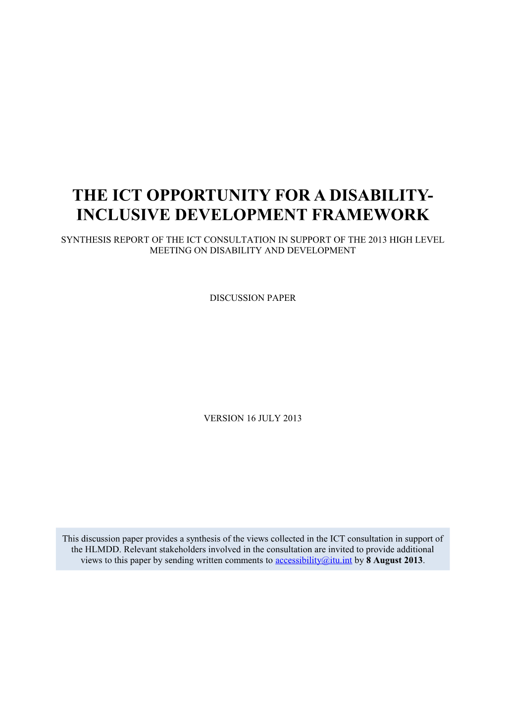 Discussion Paper Icts Disability & Development