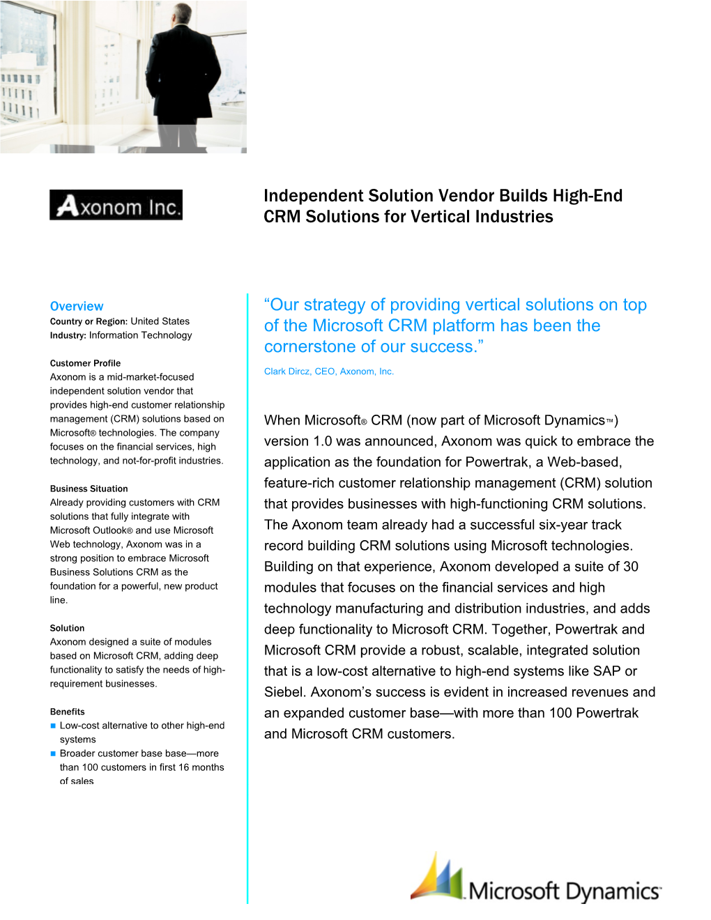 Independent Solution Vendor Builds High-End CRM Solutions for Vertical Industries