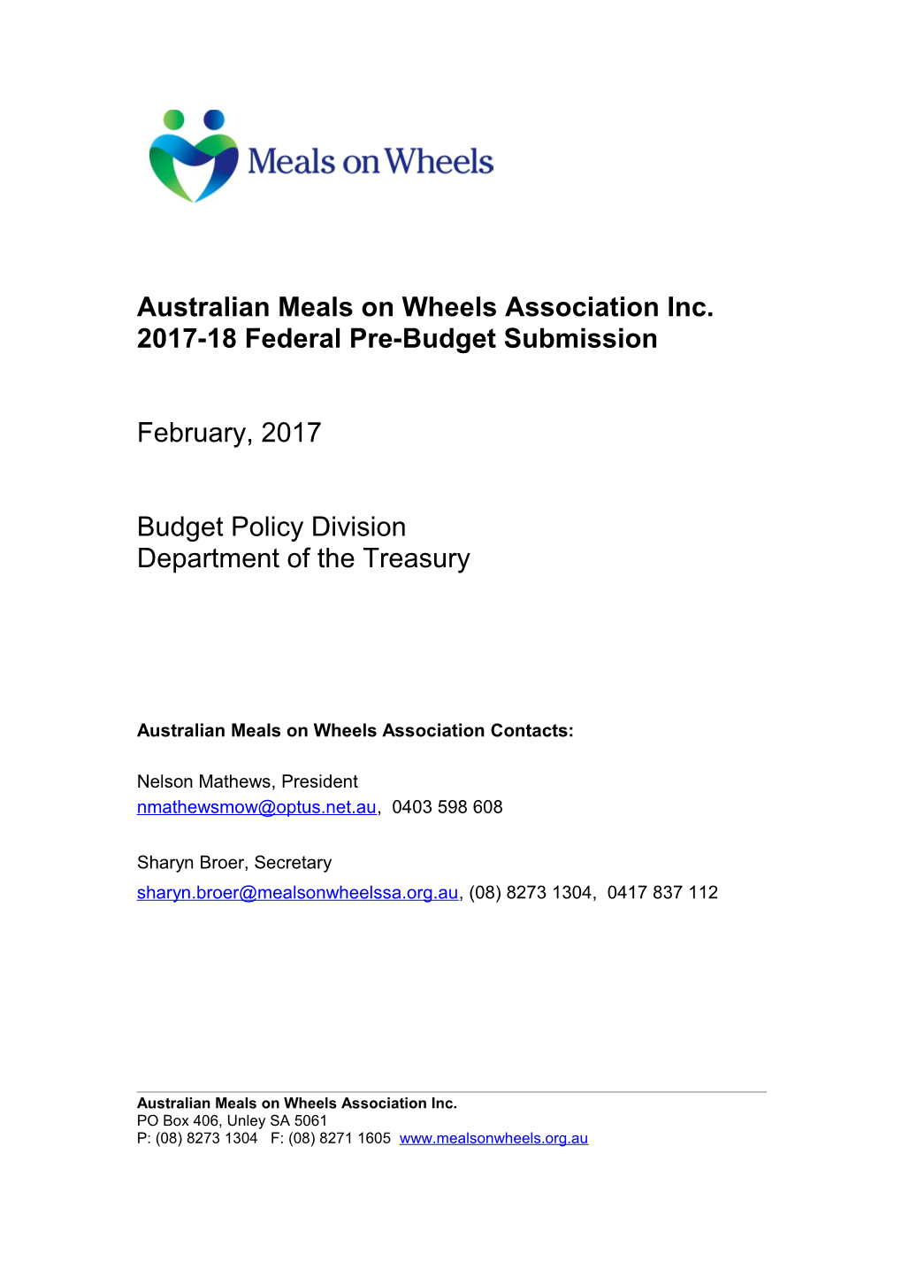 Australian Meals on Wheels Association Inc