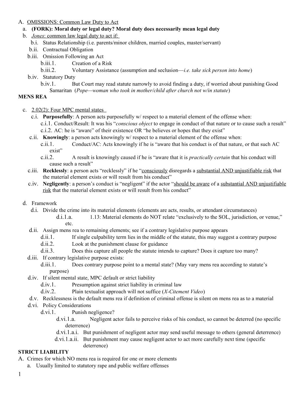 OMISSIONS: Common Law Duty to Act