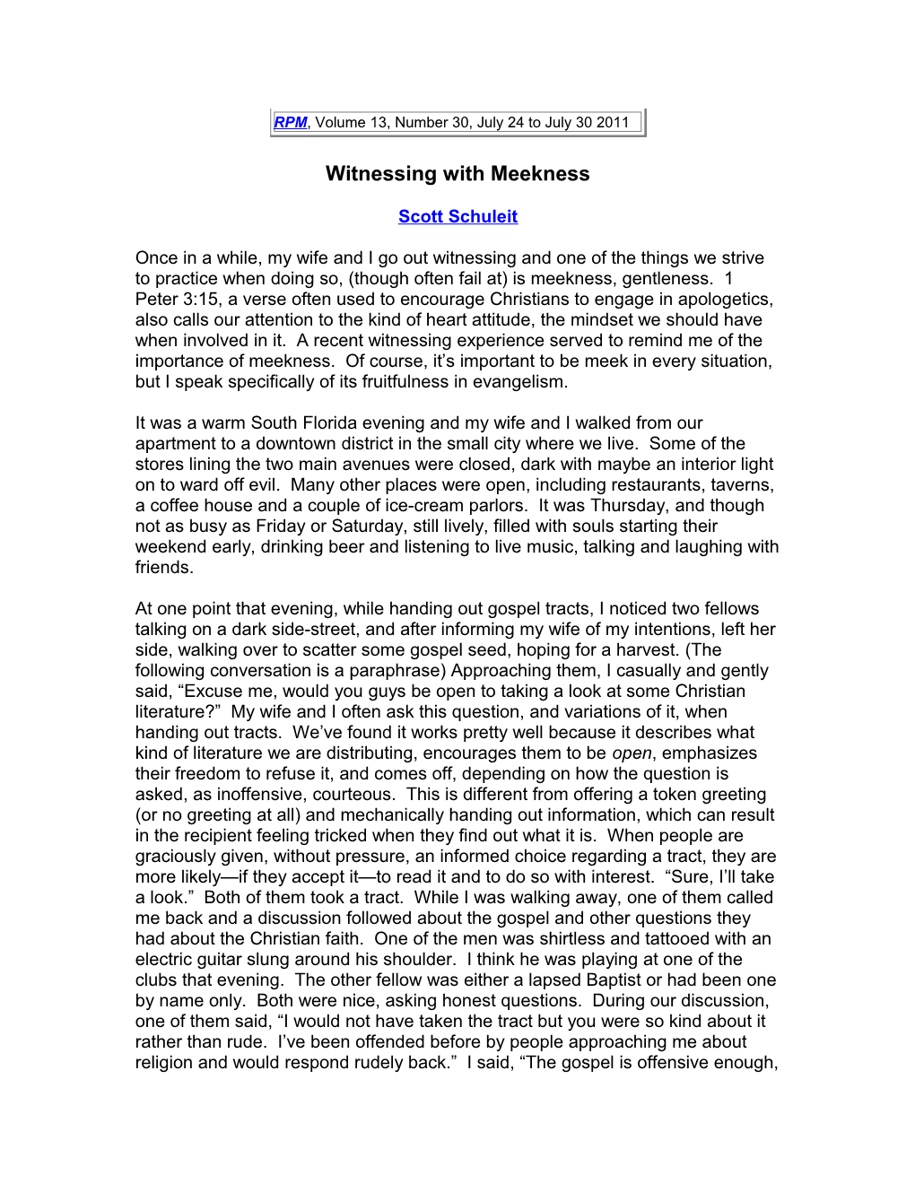 Witnessing with Meekness