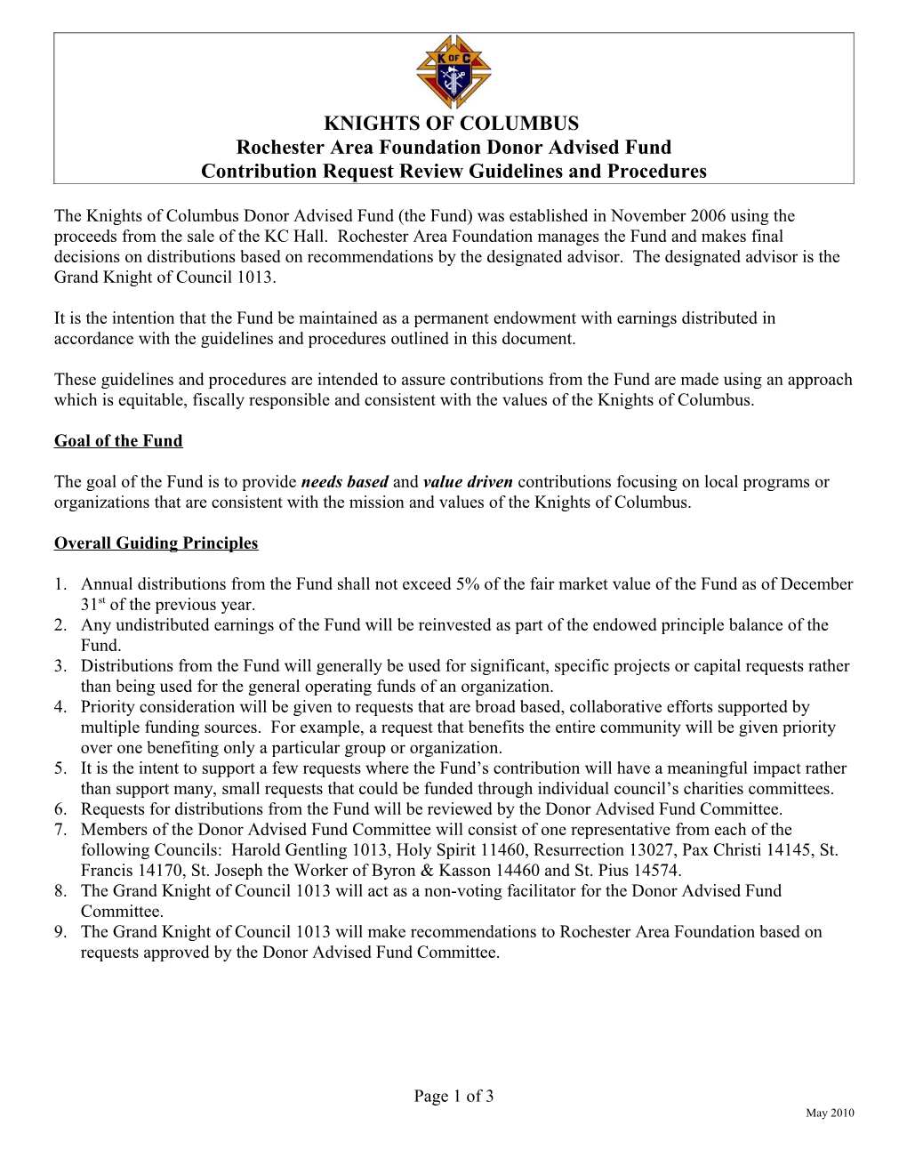 Policy (Guidelines) for Mayo S Participation in Capital Campaigns (Capital Campaign Grants