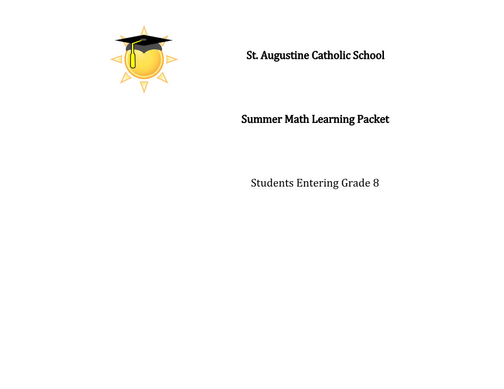 Summer Math Learning Packet