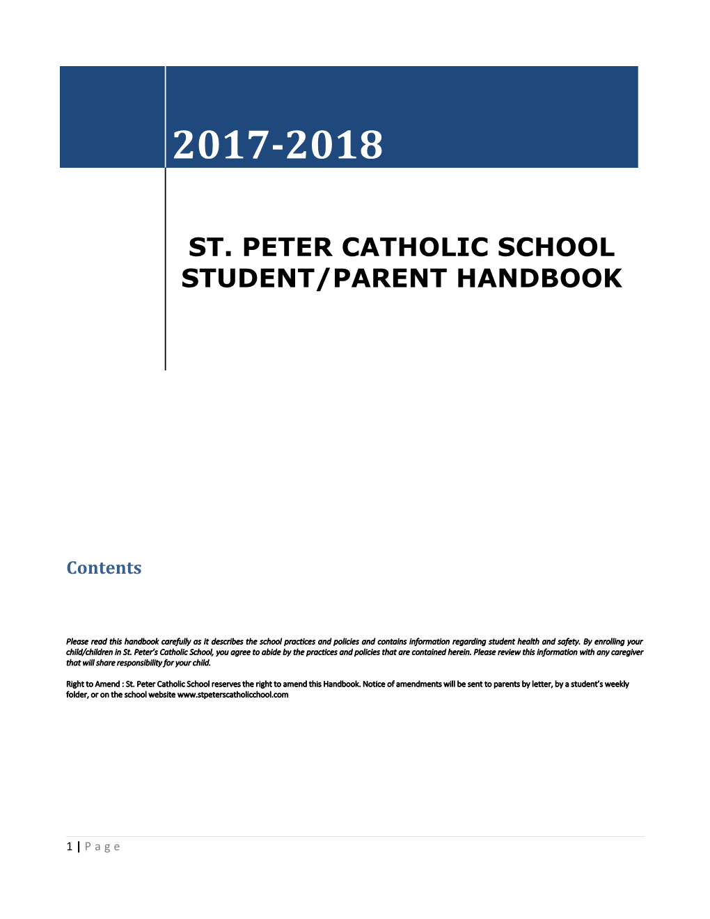 History of St. Peter Catholic School