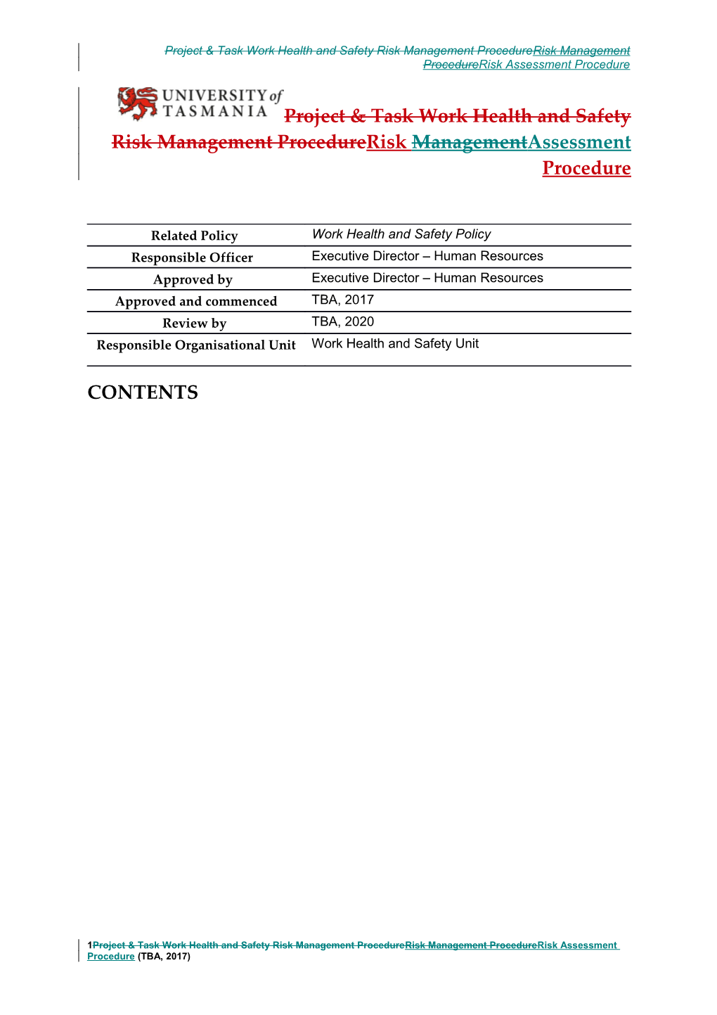 Risk Assessment Procedure