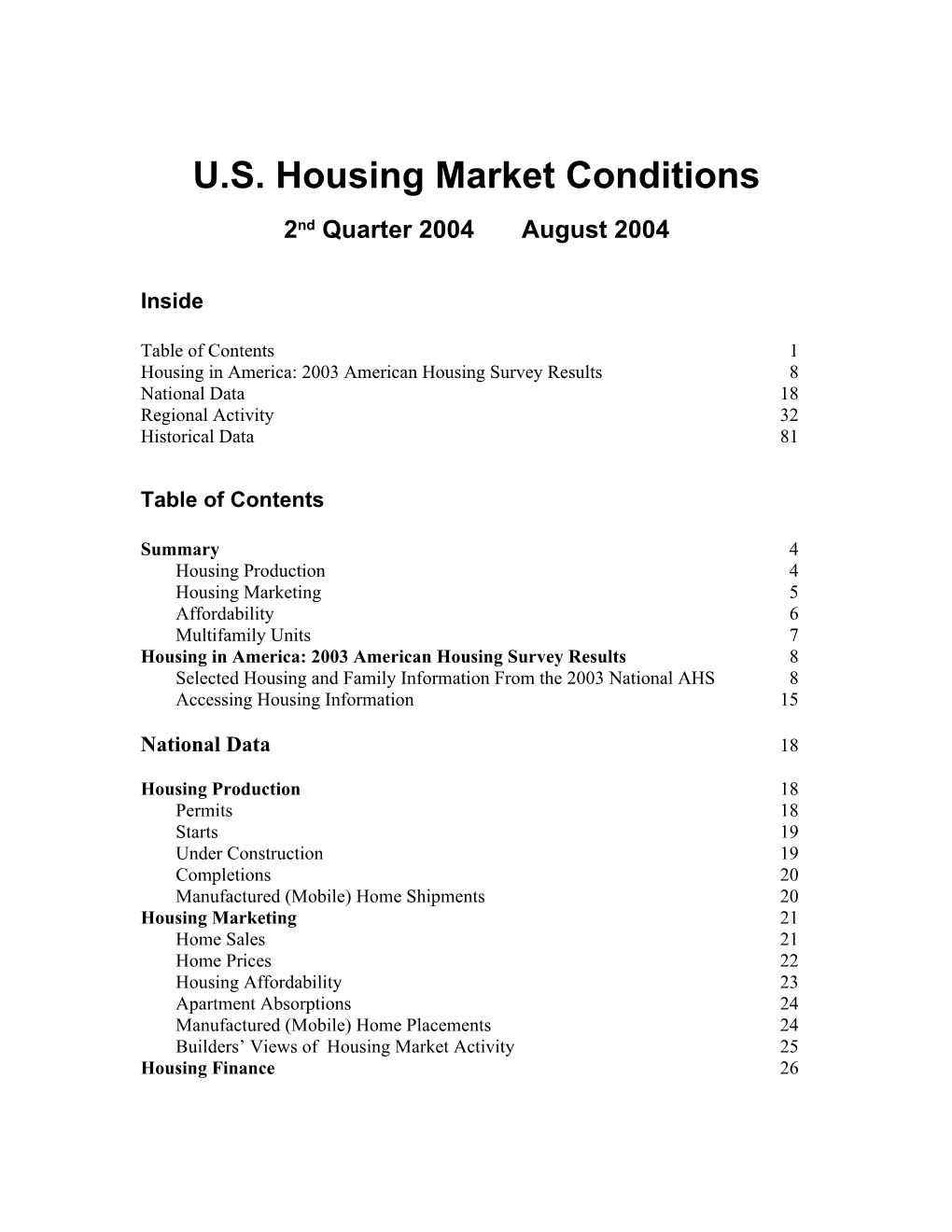 Housing in America: 2003 American Housing Survey Results8