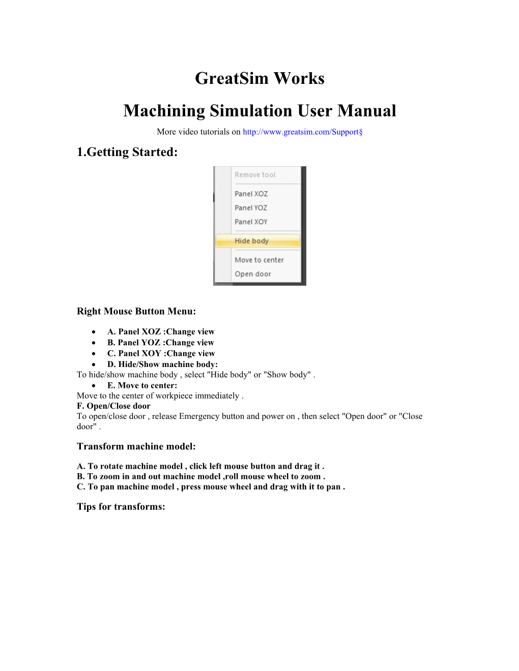 Machining Simulation User Manual