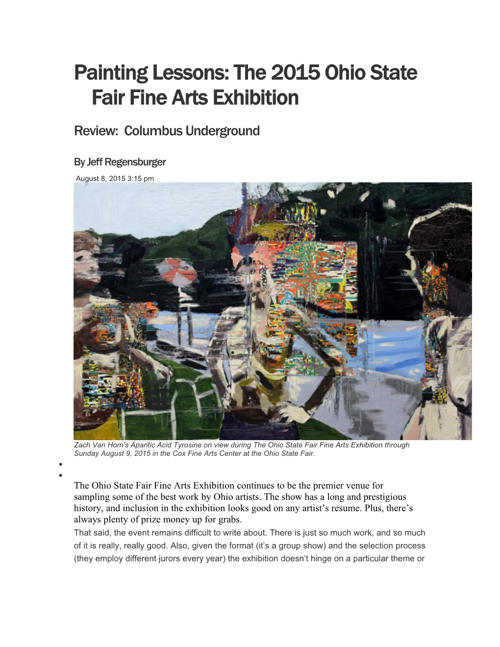 Painting Lessons: the 2015 Ohio State Fair Fine Arts Exhibition