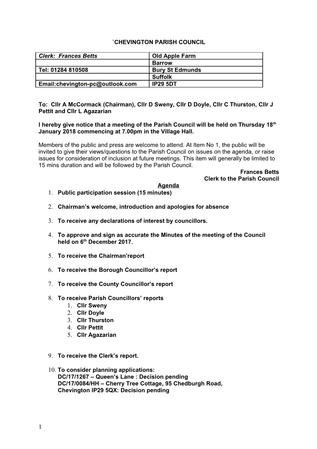 Chevington Parish Council