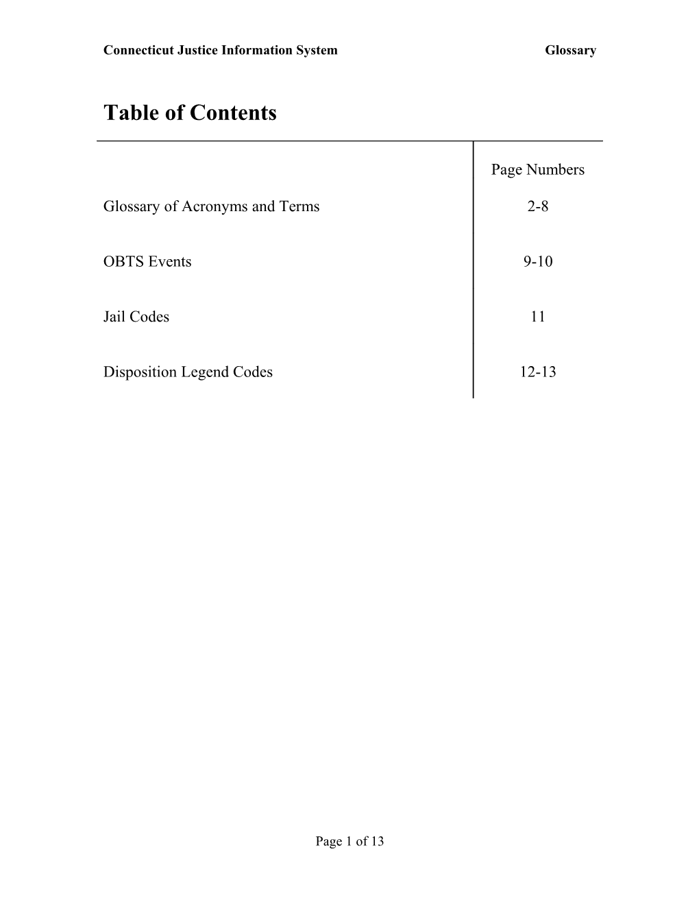 Connecticut Justice Information Systemglossary