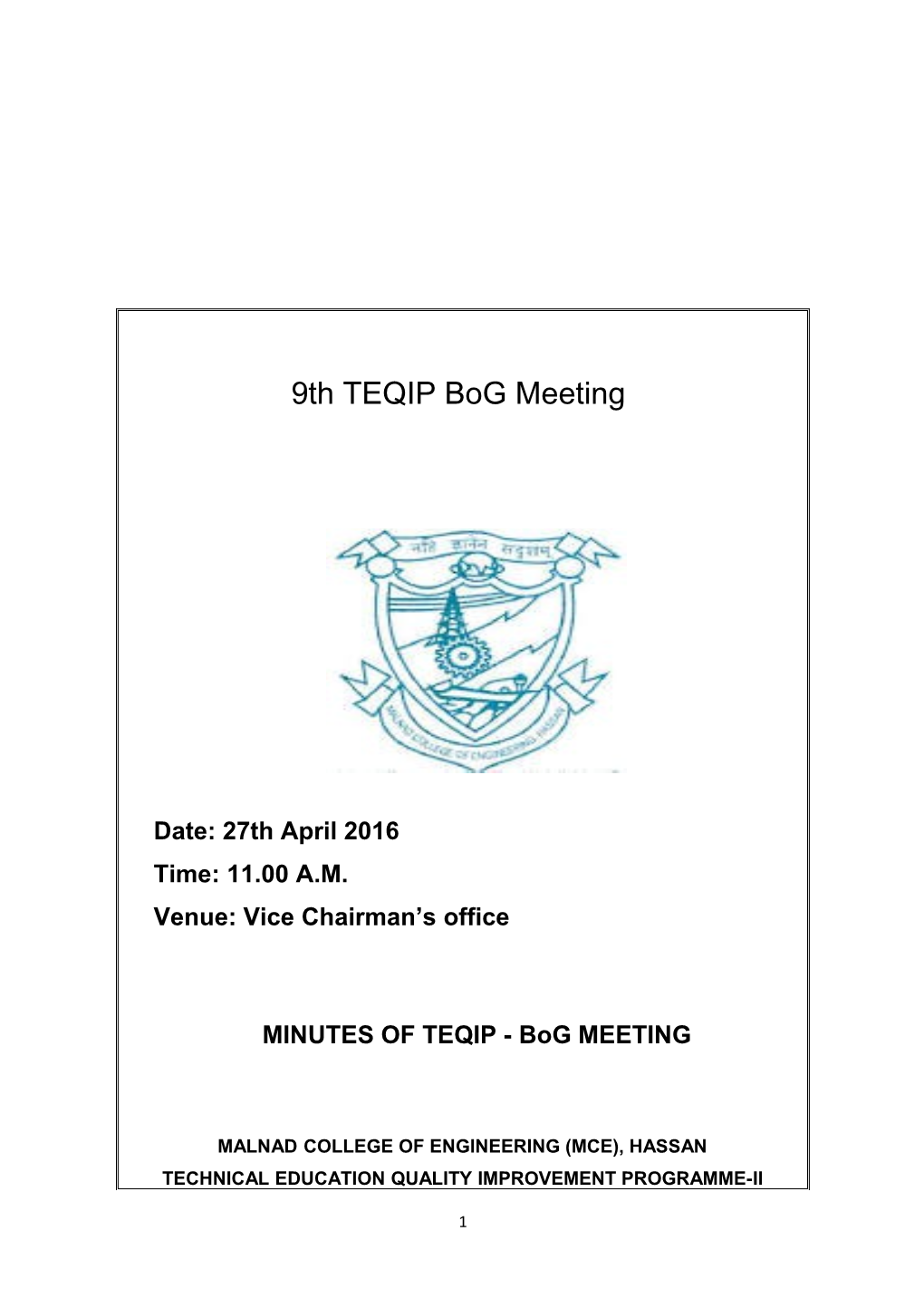 CURRENT COMPOSITION of TEQIP-Bog of the INSTITUTION