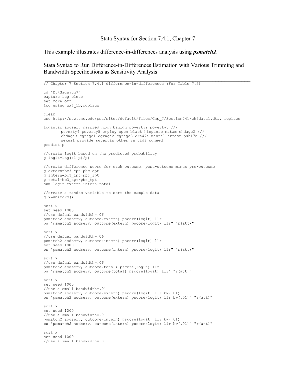 Stata Syntax for Chapter 8