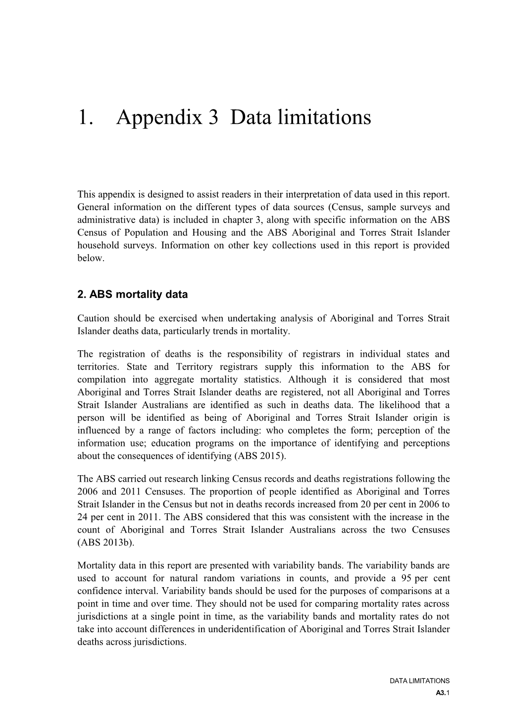 Appendix 3 - Data Limitations - Overcoming Indigenous Disadvantage 2016