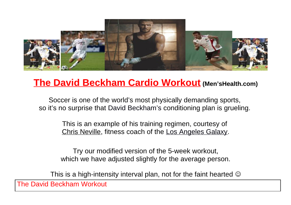 The David Beckham Cardio Workout (Men Shealth.Com)