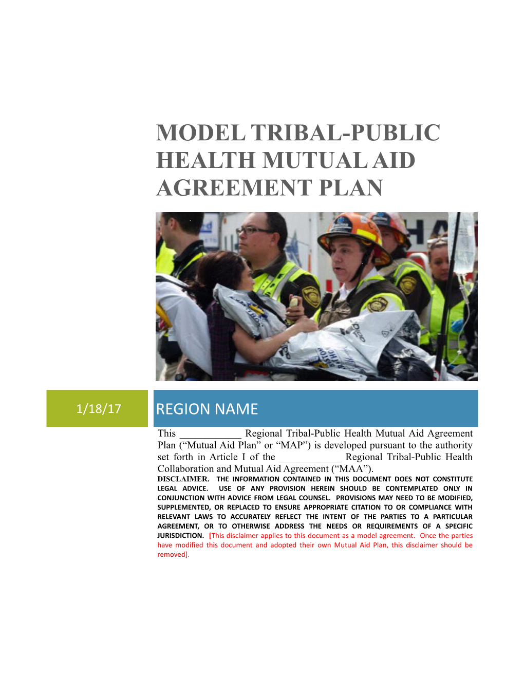 Model Tribal-Public Health Mutual Aid Agreement Plan