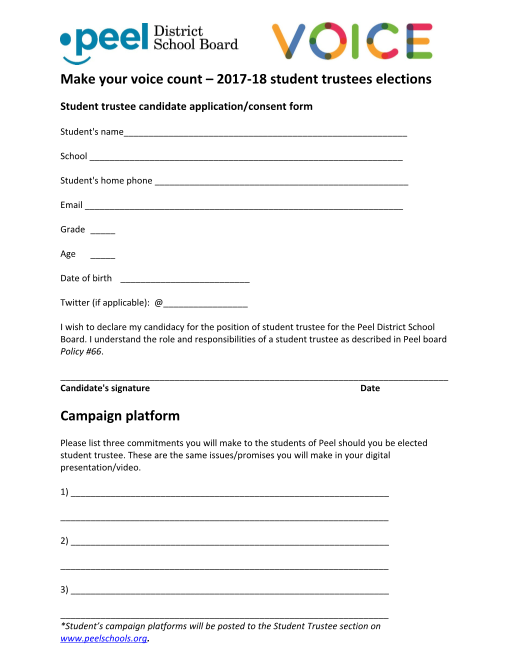 Make Your Voice Count 2017-18 Student Trustees Elections