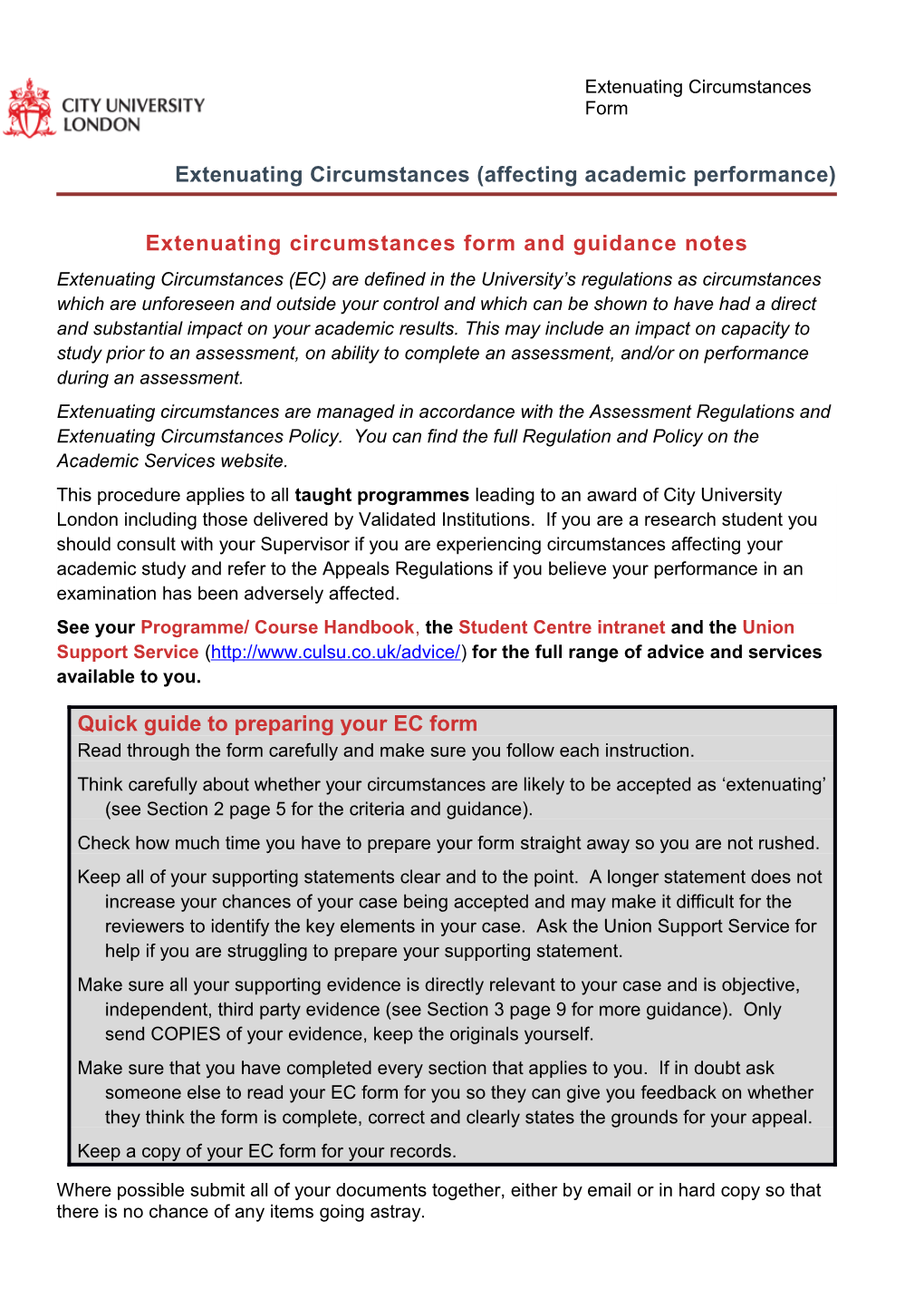 Extenuating Circumstances (Affecting Academic Performance)