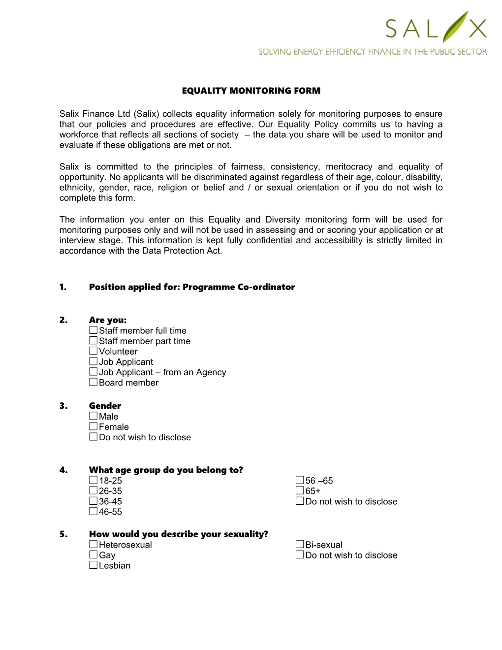 Booktrust Equality Monitoring Form