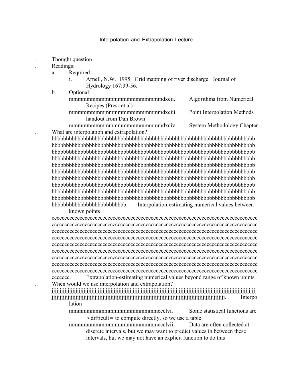 Interpolation and Extrapolation Lecture