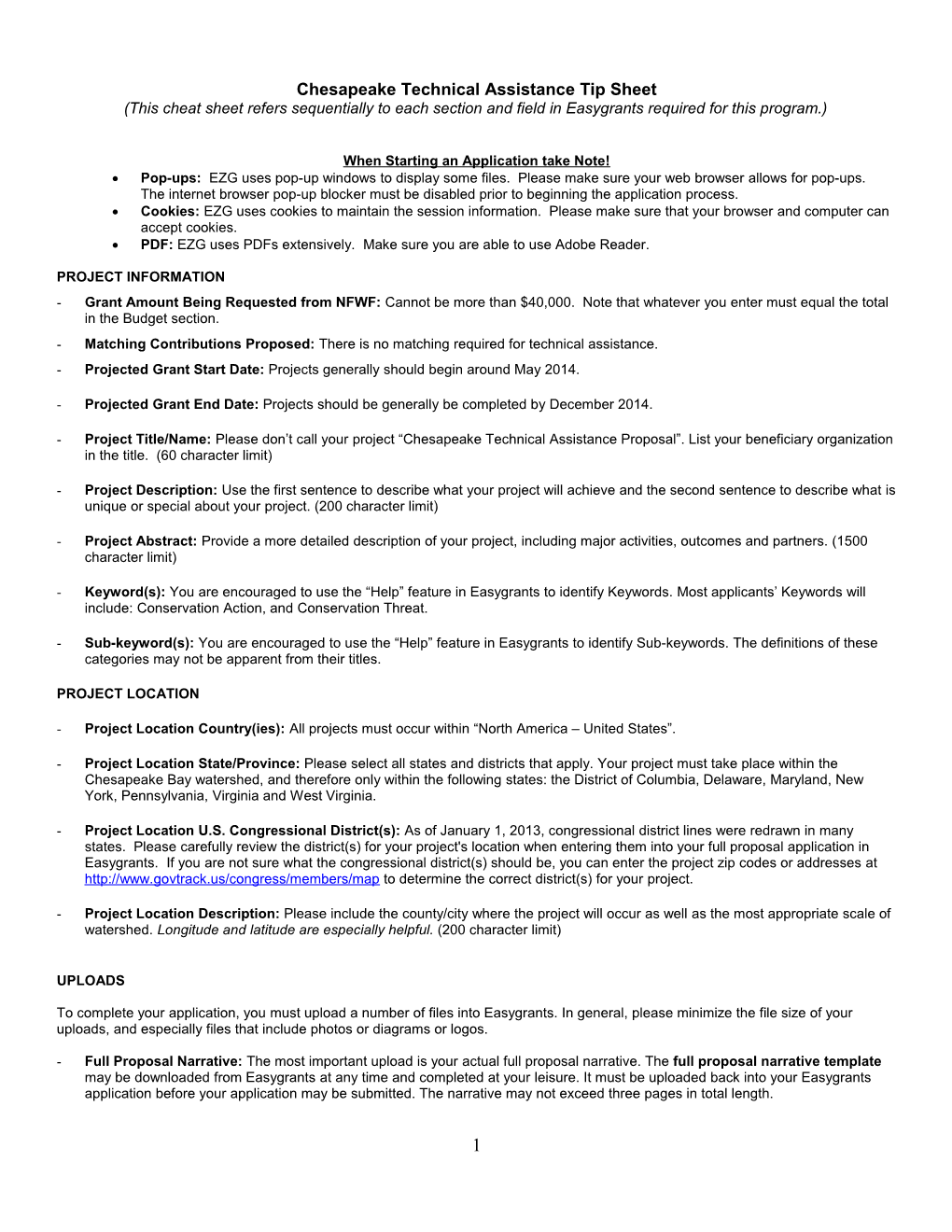 Chesapeake TA Application Tip Sheet 2014