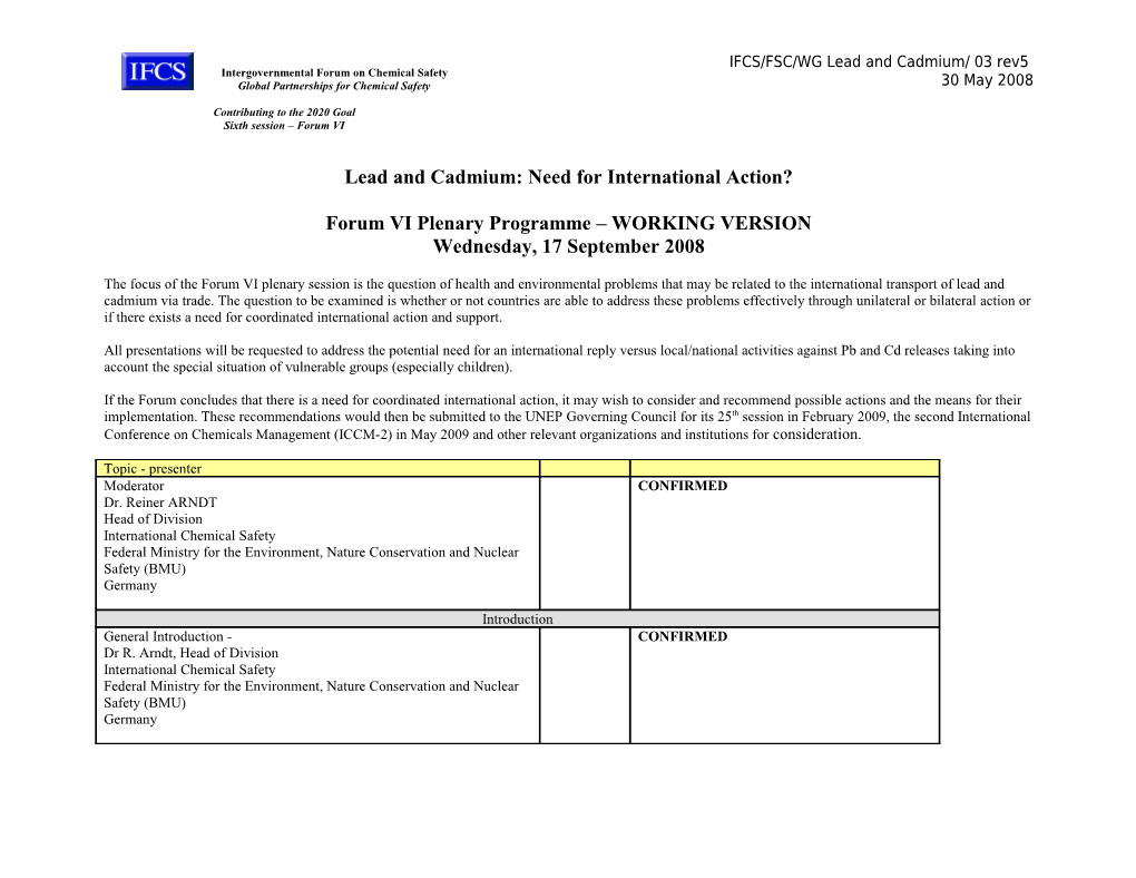 Telephone Call 23 April 2008 - Summary Notes & Action Items