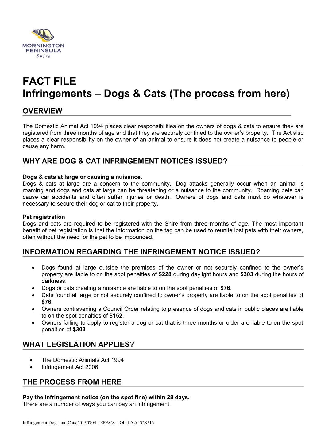 Infringements Dogs & Cats(The Process from Here)