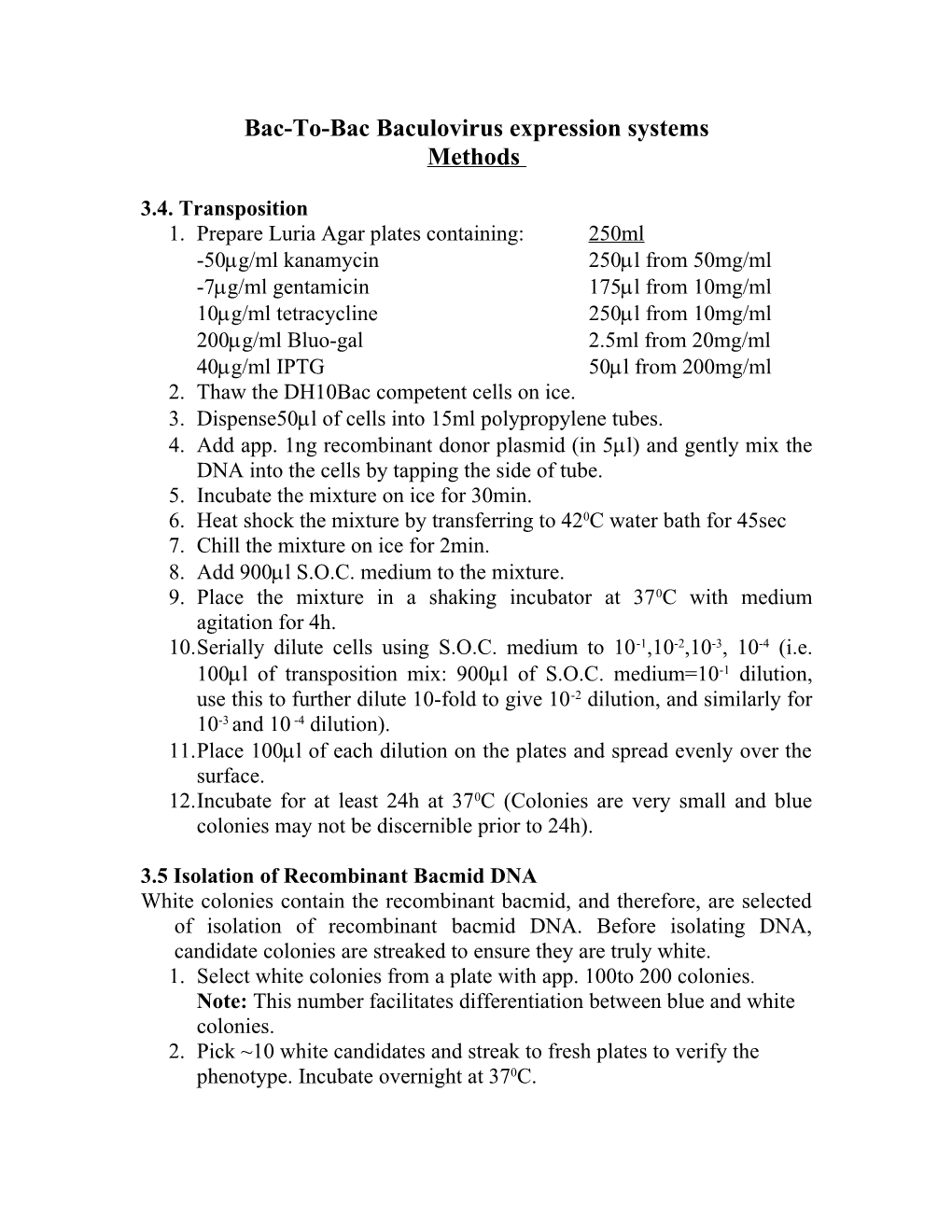 Bac-To-Bac Baculovirus Expression Systems