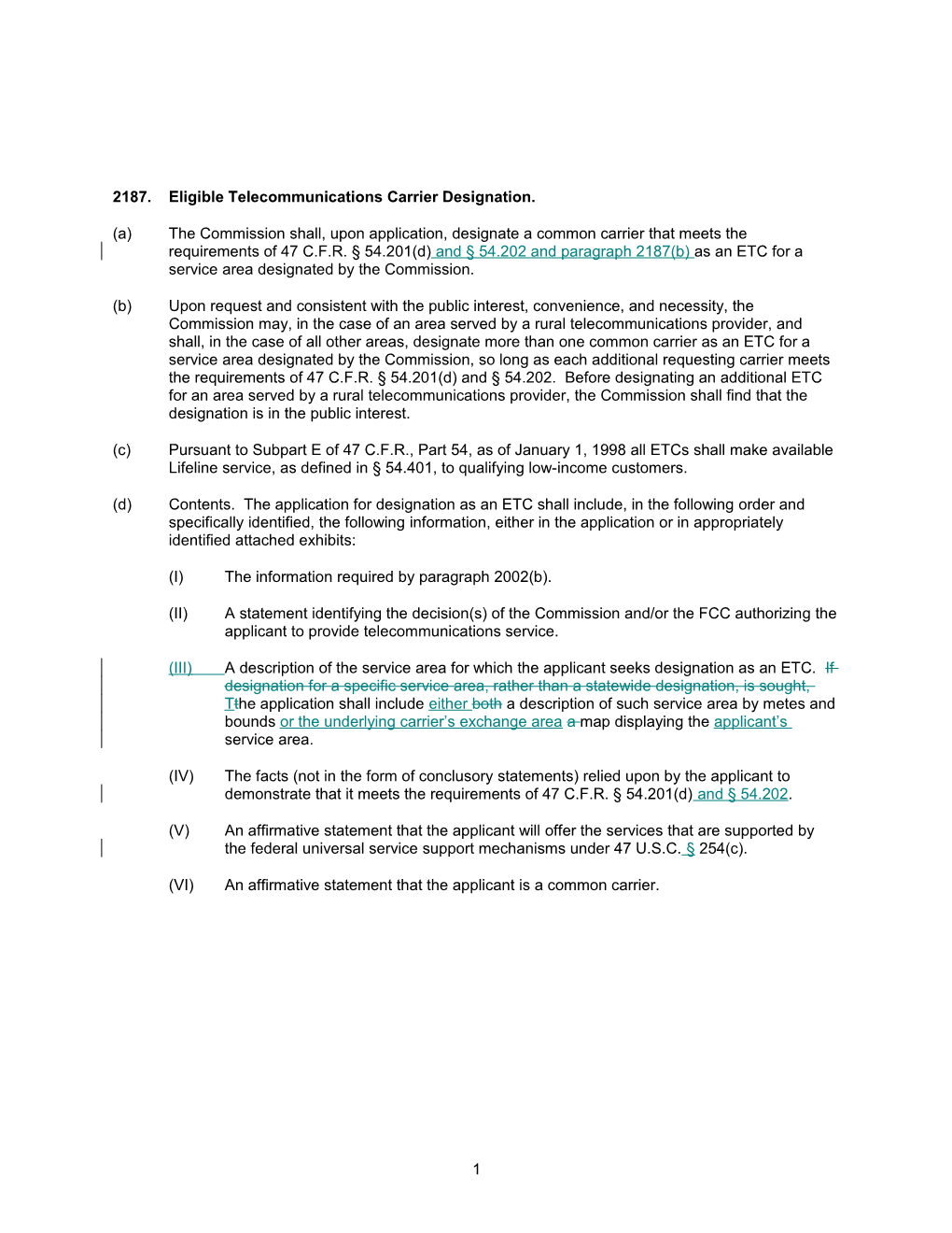 Rules Regulating Telecommunications Providers, Services, and Products