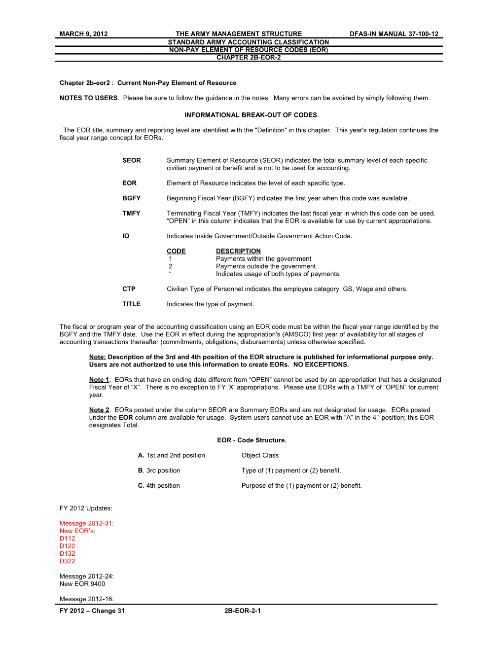 Section II : Current Non-Pay Element of Resource