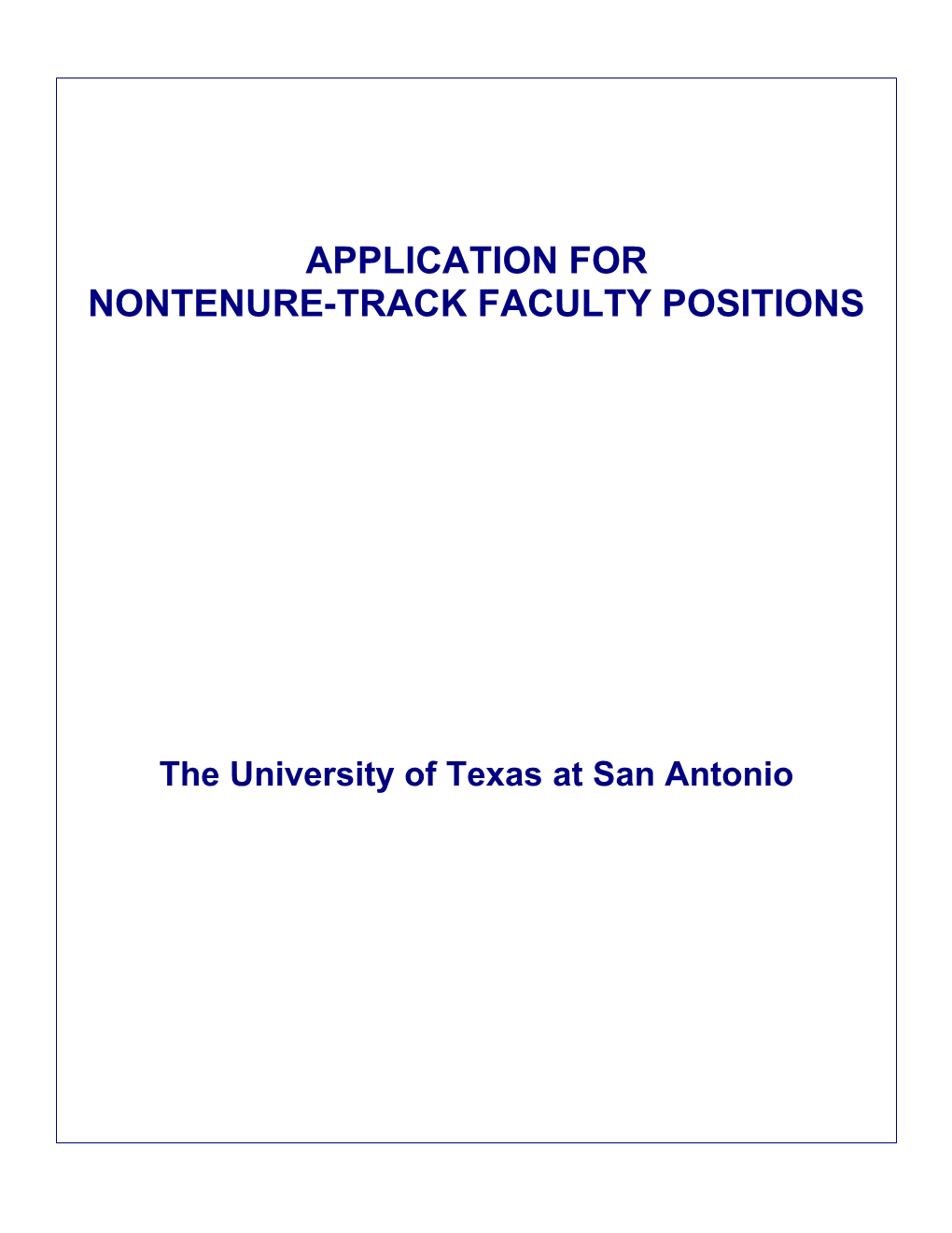 Nontenure-Track Faculty Positions