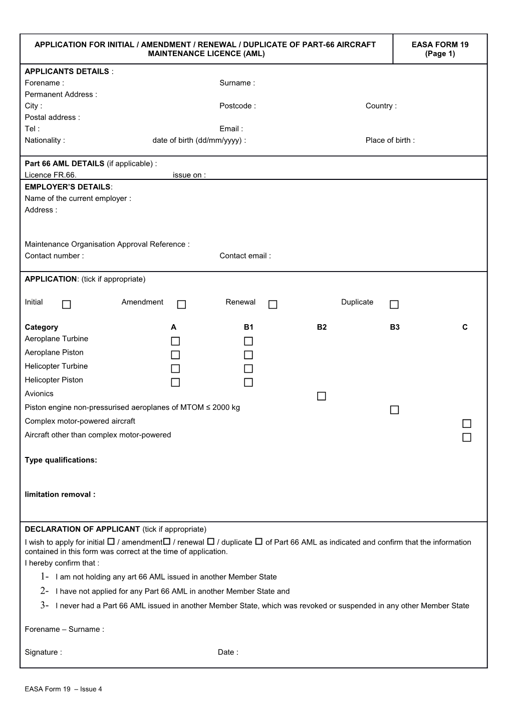 Demande Initiale/Modification/Renouvellement De Validité D Une Licence De Maintenance D