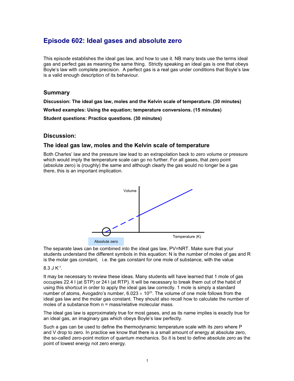 TAP606-0: Ideal Gases and Absolute Zero