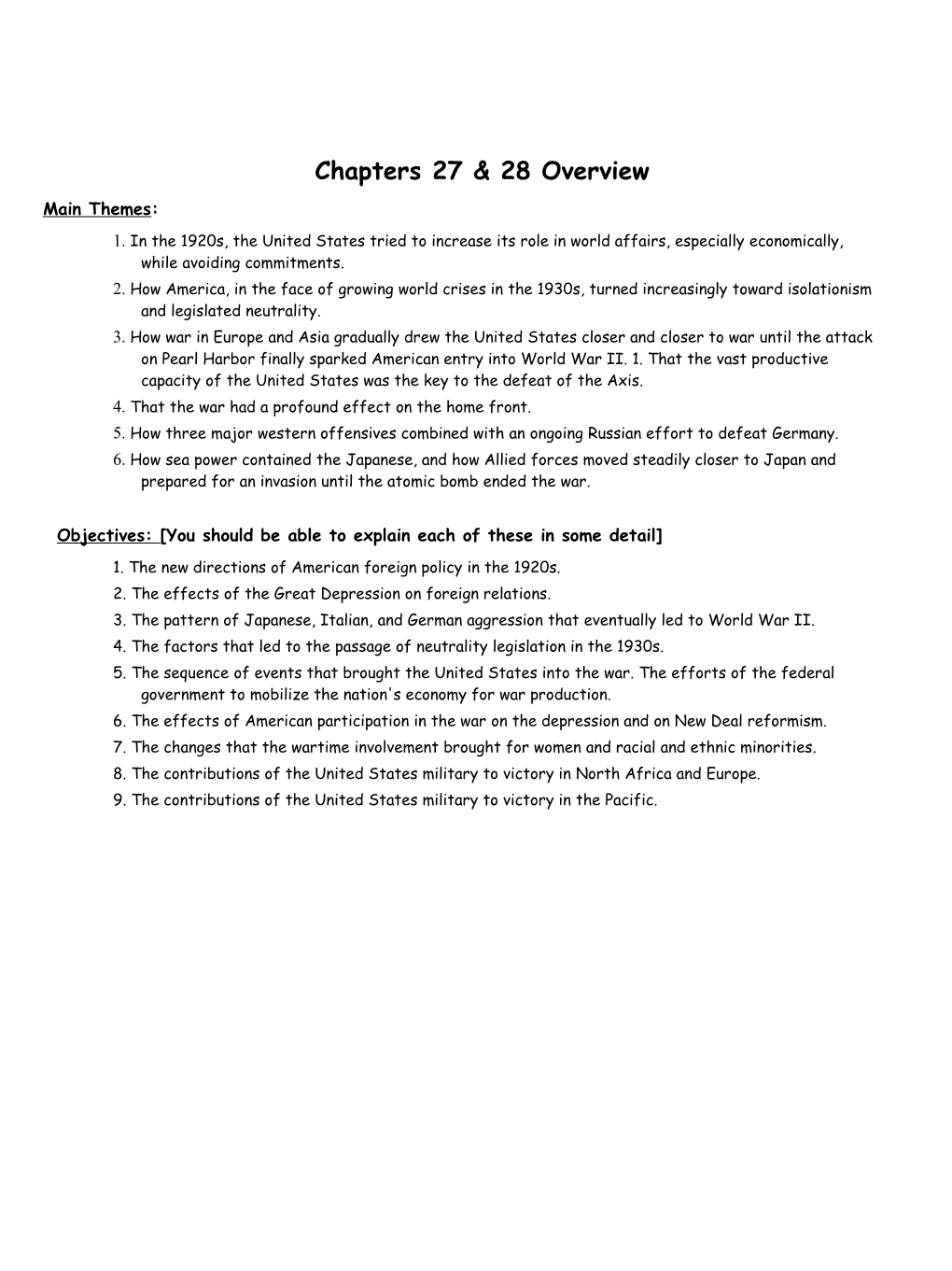 Chapters 27 & 28 Overview