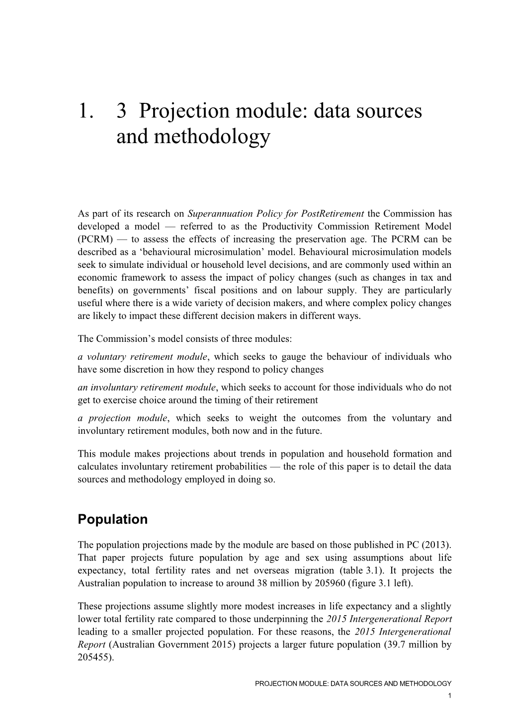 Projection Module: Data Sources and Methodology