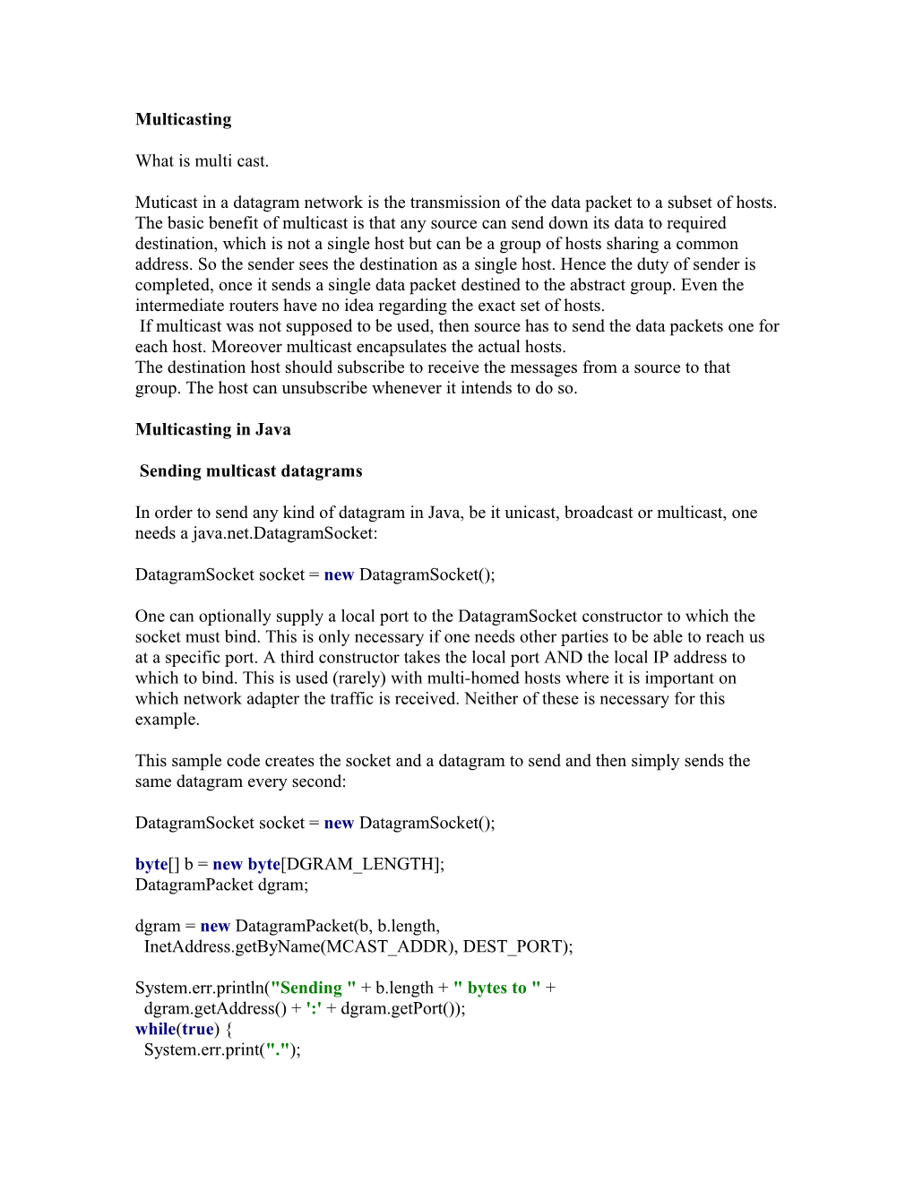 Java Multicasting Example