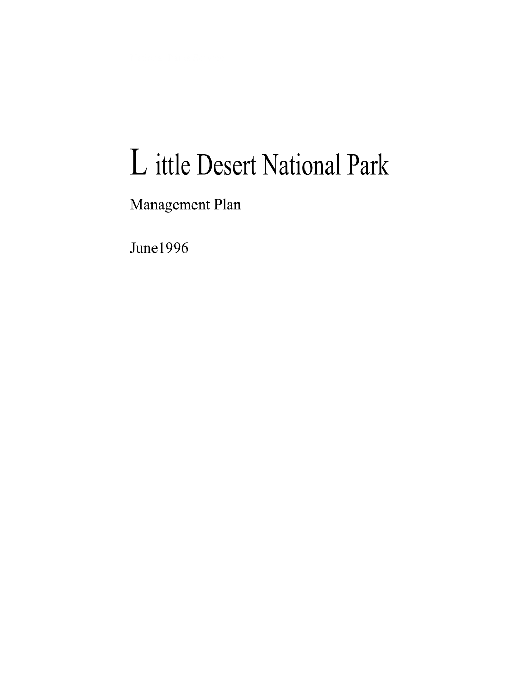 Littel Desert National Park Management Plan
