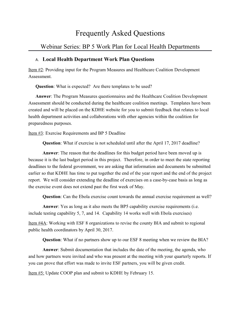 Webinar Series: BP 5 Work Plan for Local Health Departments