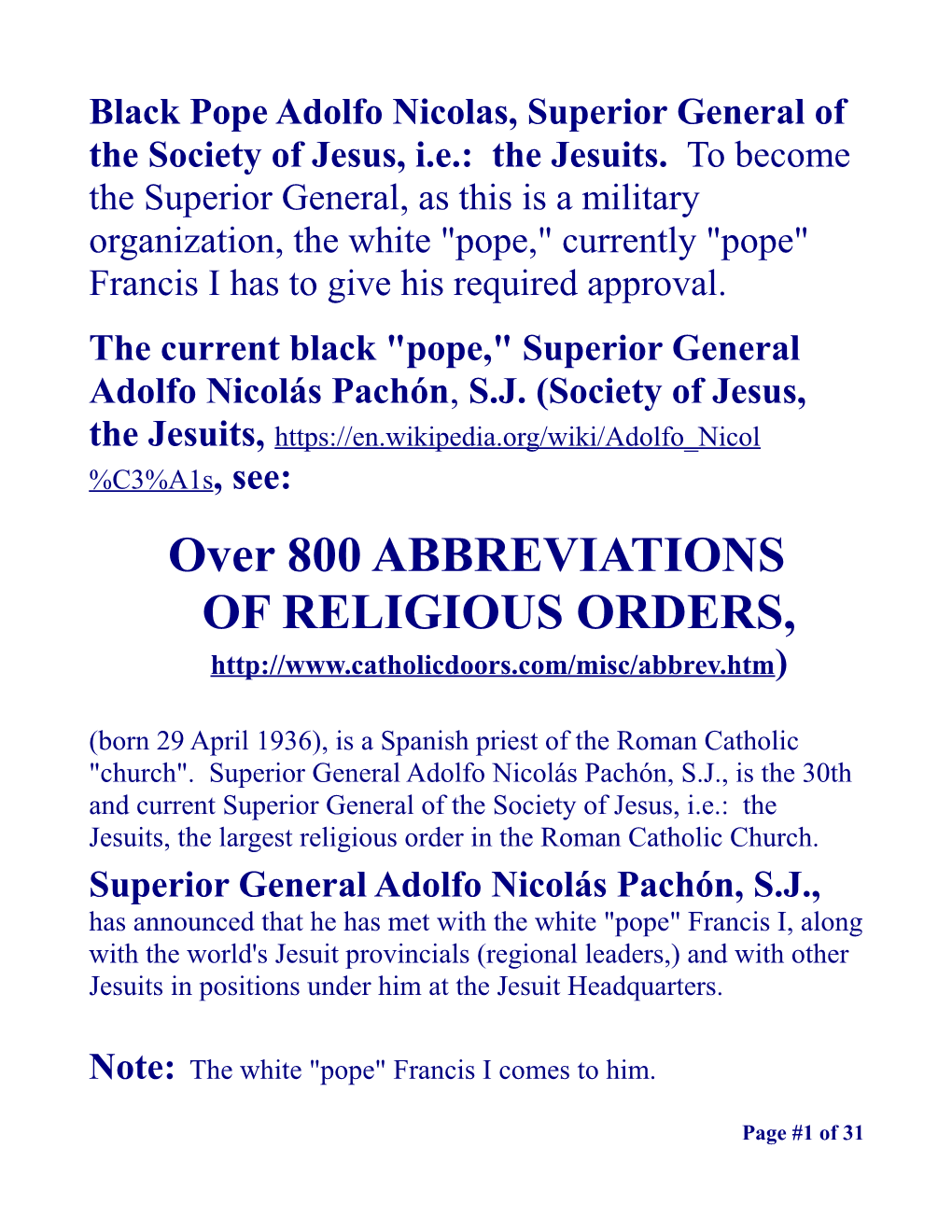 Over 800 ABBREVIATIONSOF RELIGIOUS ORDERS