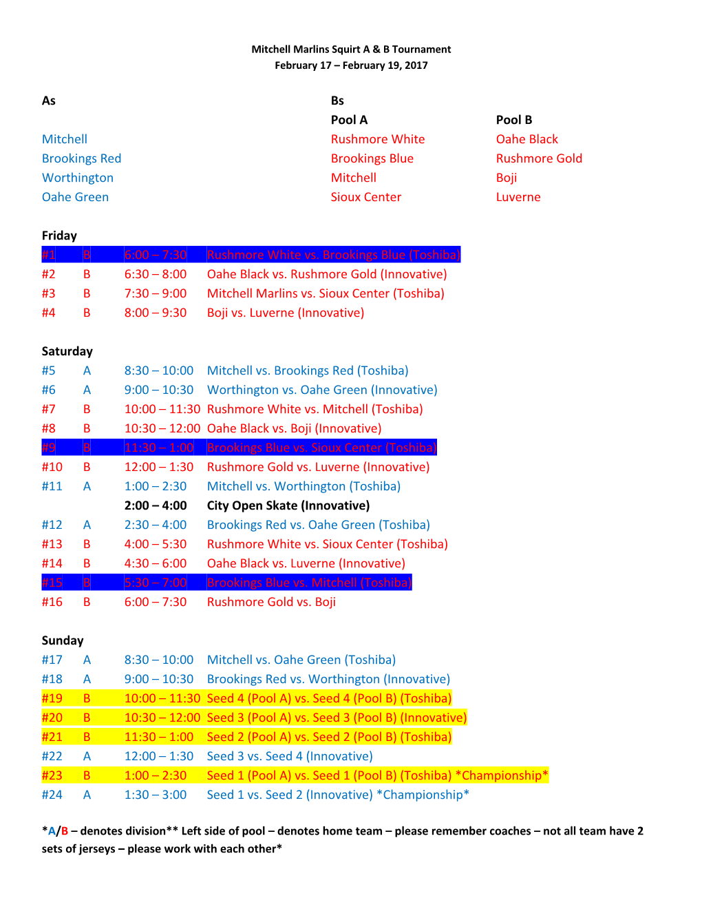 Mitchell Marlins Squirt a & B Tournament