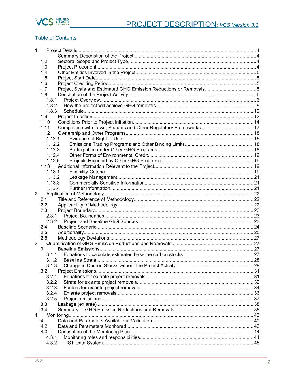 VCS Project Description Template