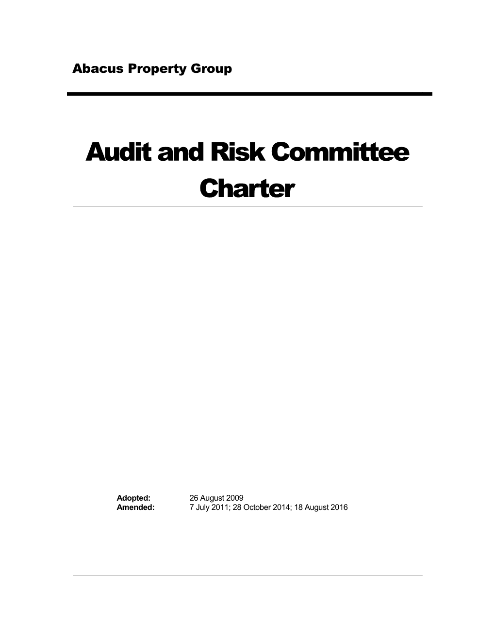 Audit and Risk Committee Charter