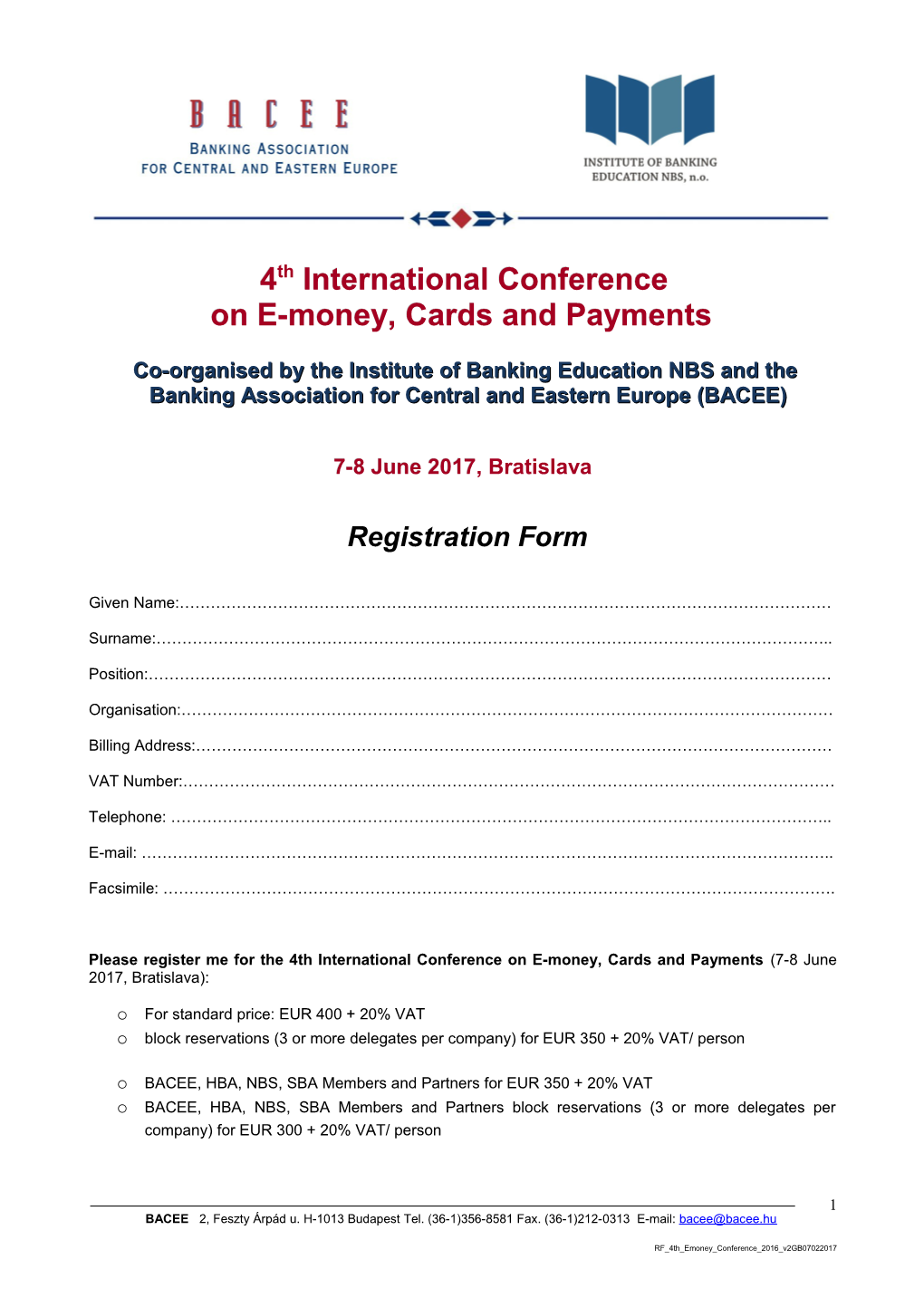 Co-Organised by the Institute of Banking Education NBS and The