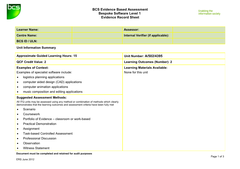 Bespoke Software Level 1