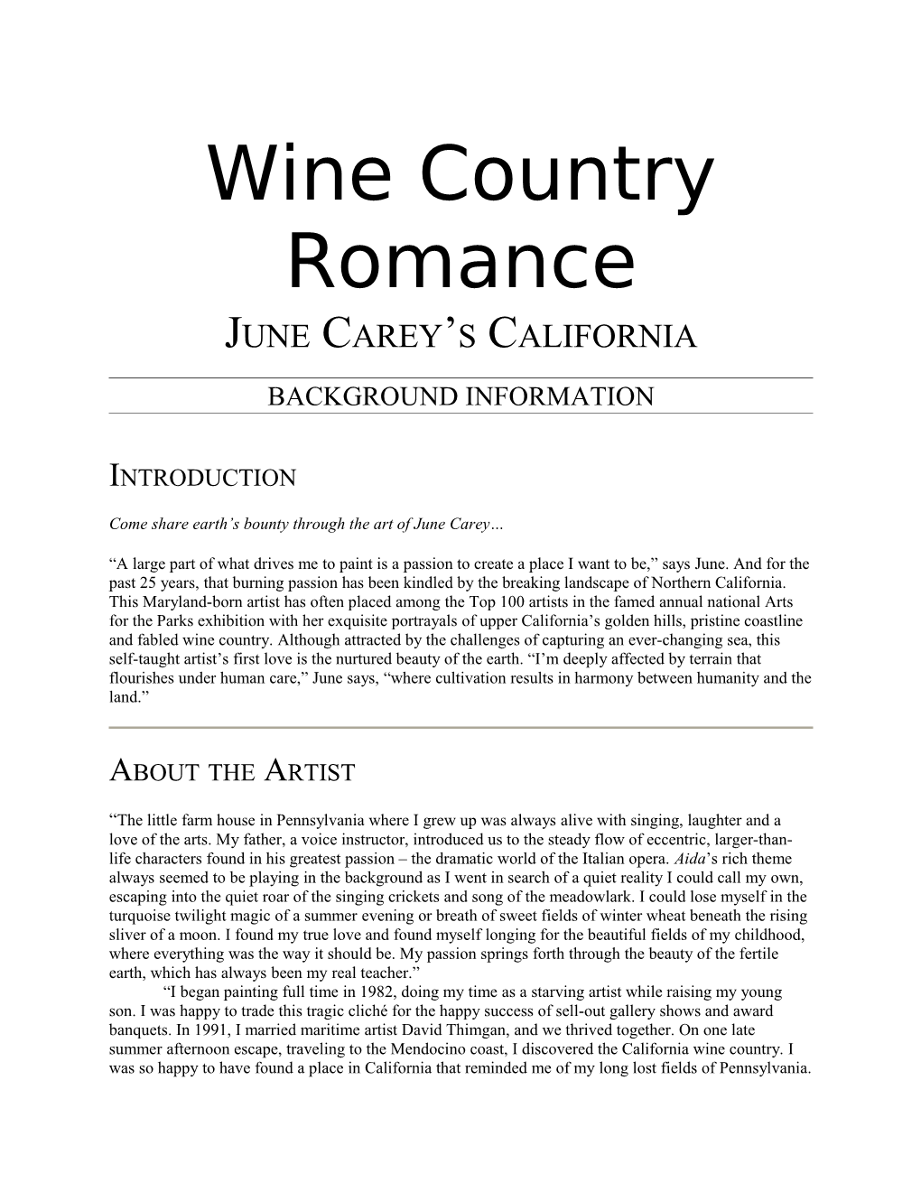 Wine Country Romance