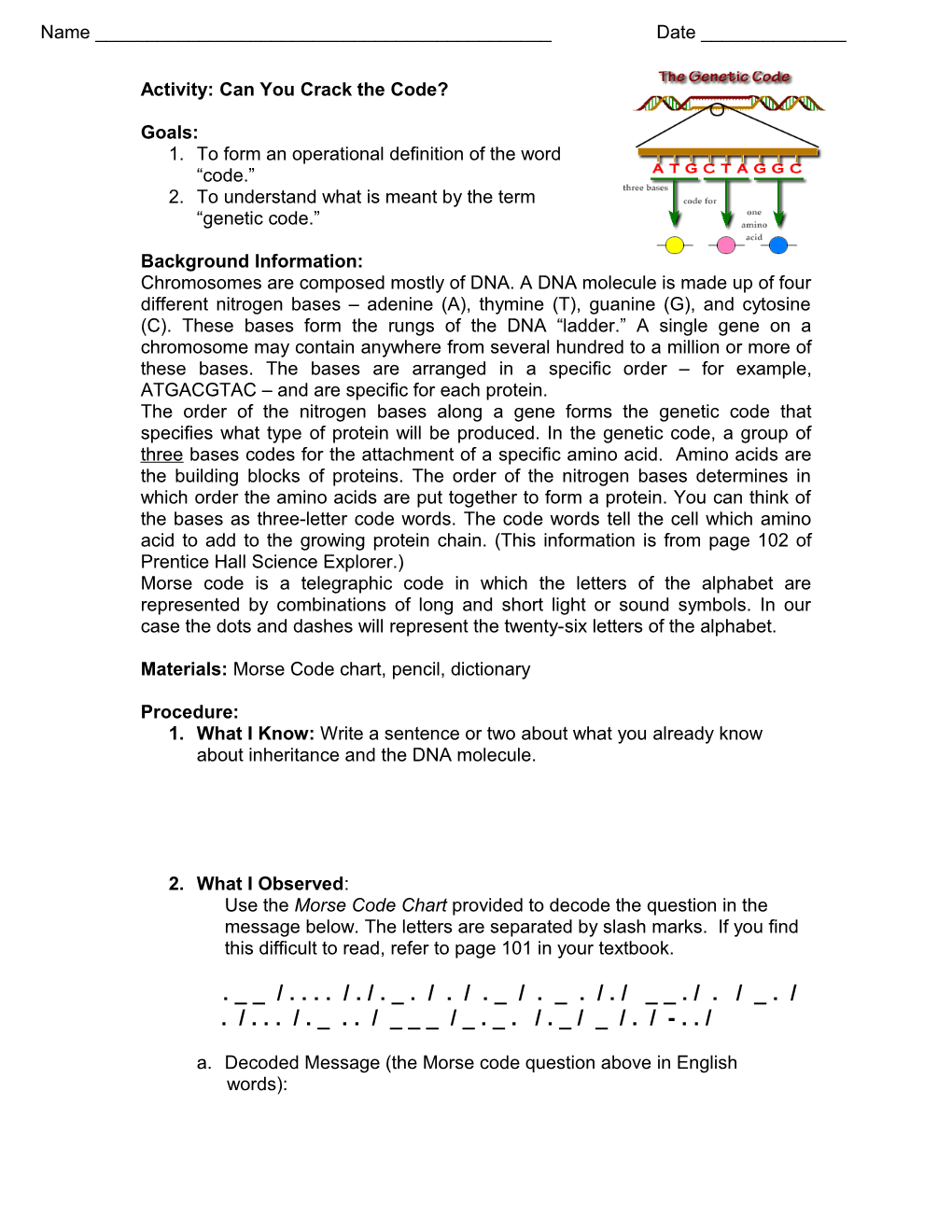 Activity: Can You Crack the Code