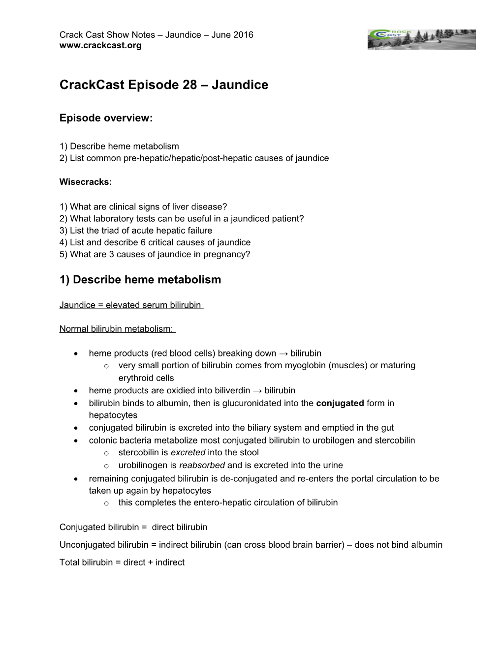 Crackcast Episode 28 Jaundice