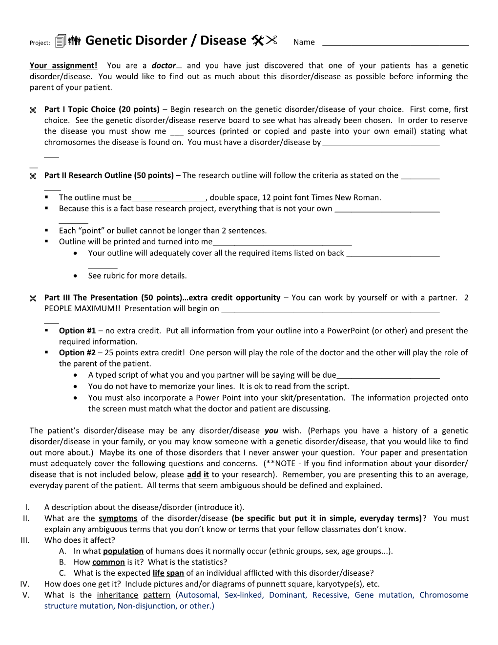 Project: Genetic Disorder / Disease Name